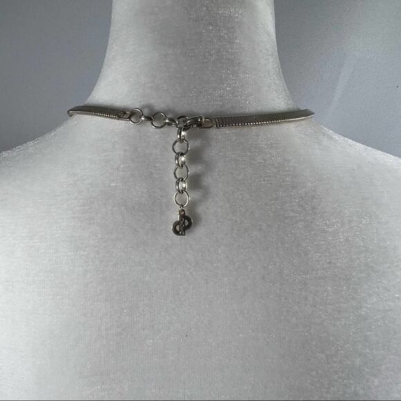 Christian Dior VTG 80s Silver Tone Choker & Earrings Set with Dior Gift Box - Picture 11 of 16